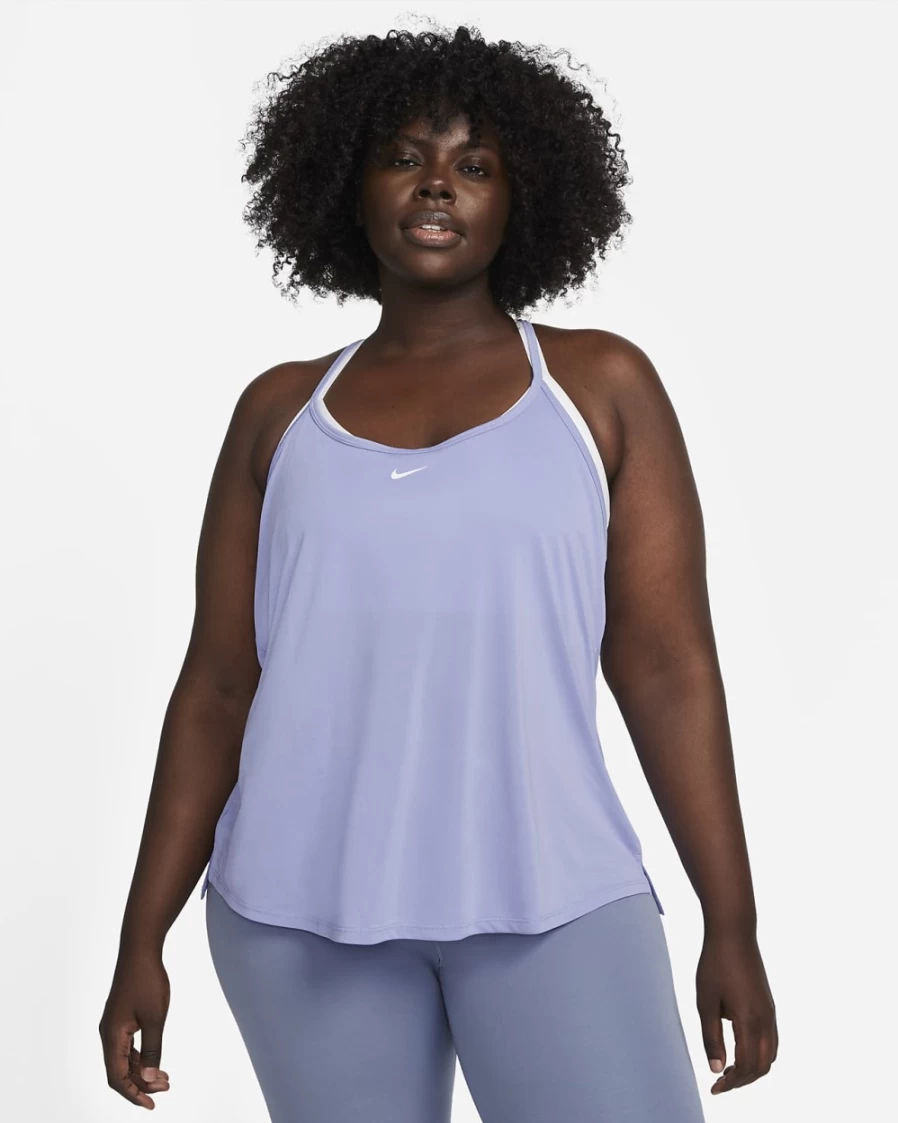 Nike Dri-FIT One Elastika Women's Light Thistle/White Plus Size Workout Tank Top