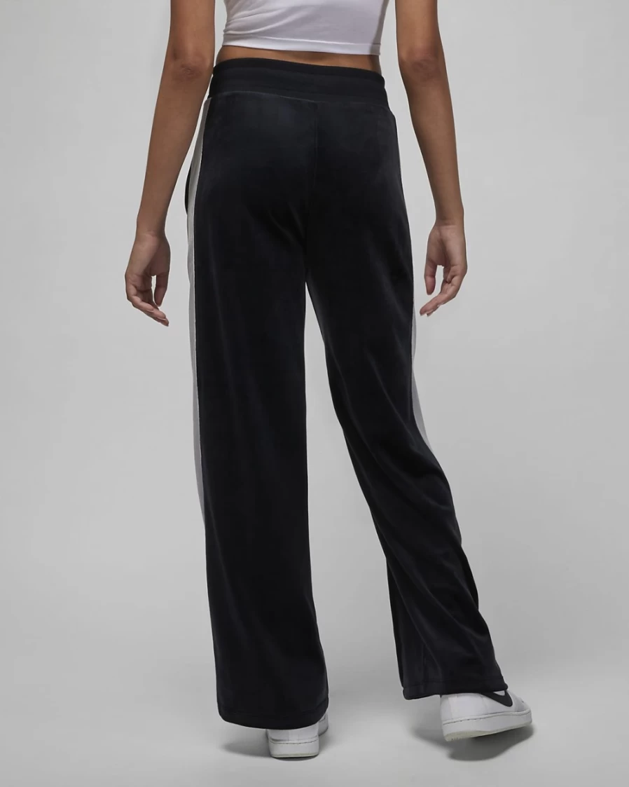 Nike Jordan Flight Women's Velour Pants - Black, Cement Grey & Sail Comfort Fit Joggers