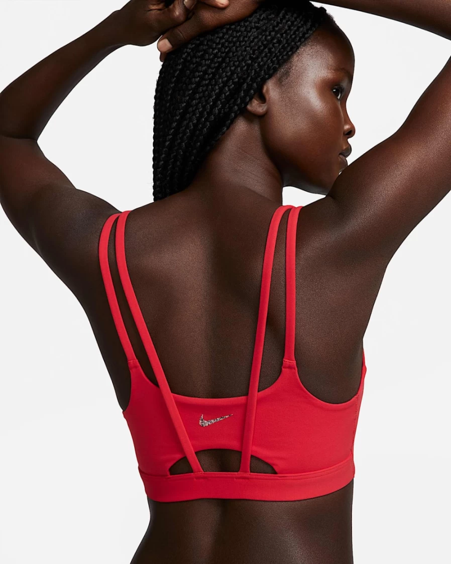 Nike Women's Alate Trace Light-Support Sports Bra - University Red/Sail, Padded & Strappy for Comfort