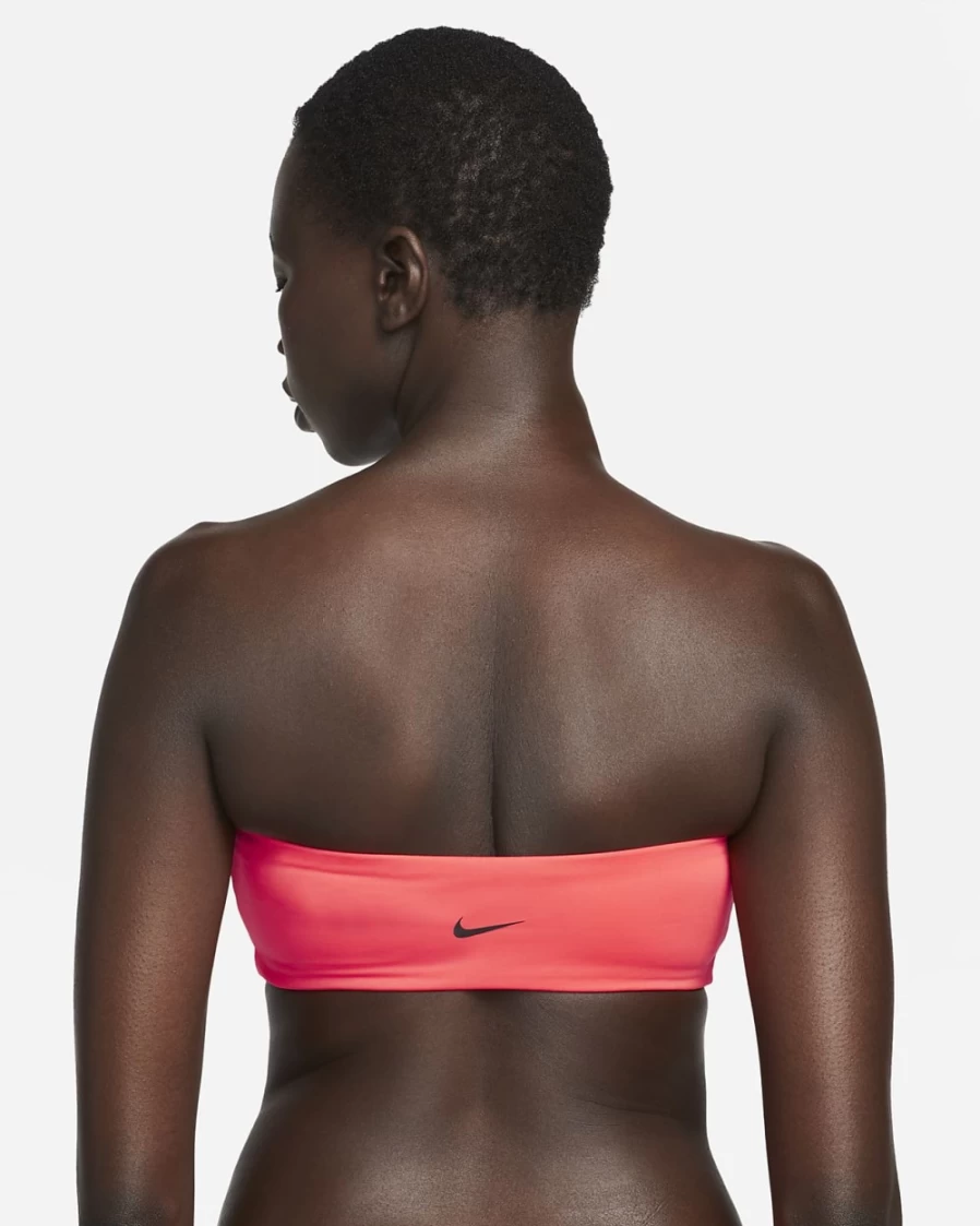 Nike Bright Crimson Multi Logo Bandeau Bikini Top for Women