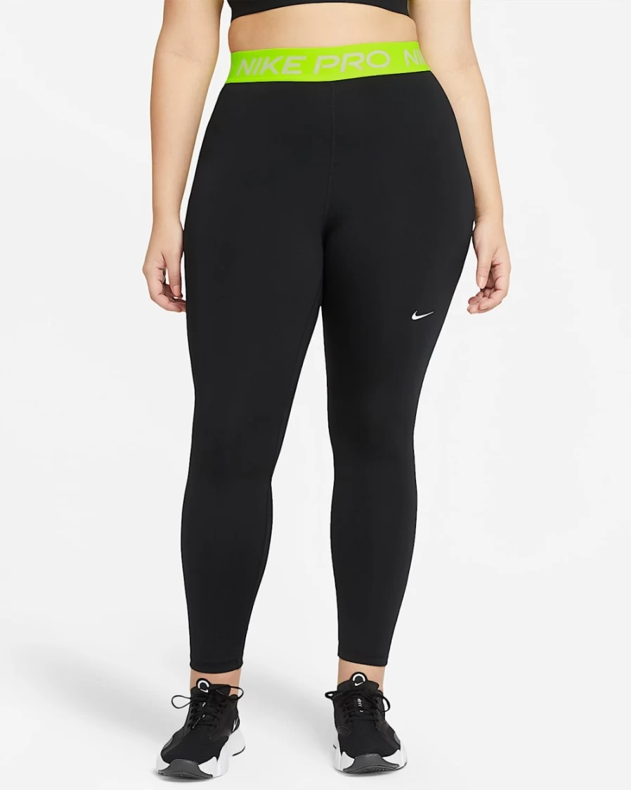 Nike Pro 365 Women's Plus Size Leggings - Black, Volt & White High-Performance Workout Tights