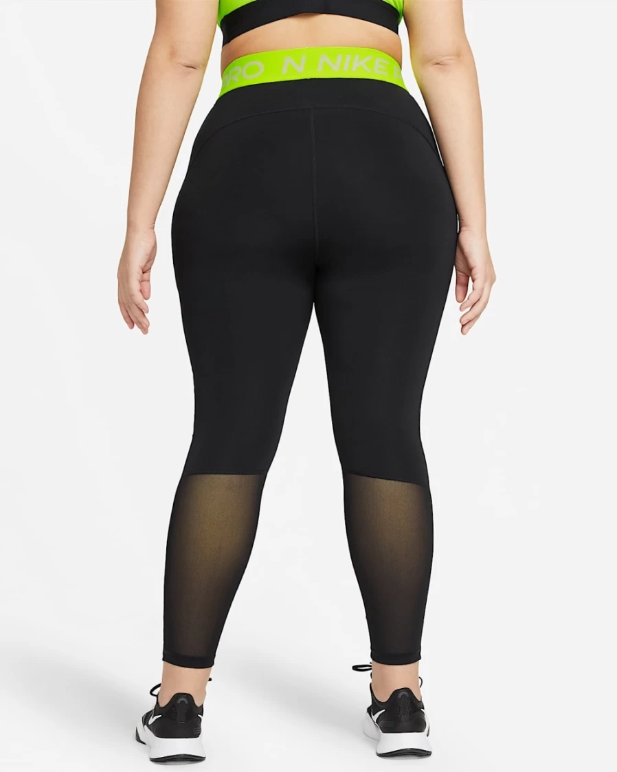 Nike Pro 365 Women's Plus Size Leggings - Black, Volt & White High-Performance Workout Tights