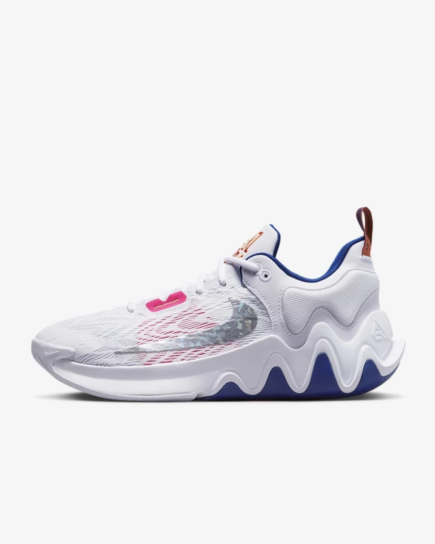 Nike Giannis Immortality 2 Basketball Shoes for Men & Women - White/Deep Royal Blue/Hyper Pink/Metallic Silver