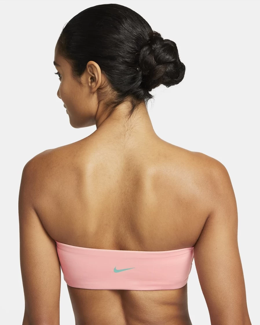 Nike Women's Bleached Coral Multi Logo Bandeau Bikini Top