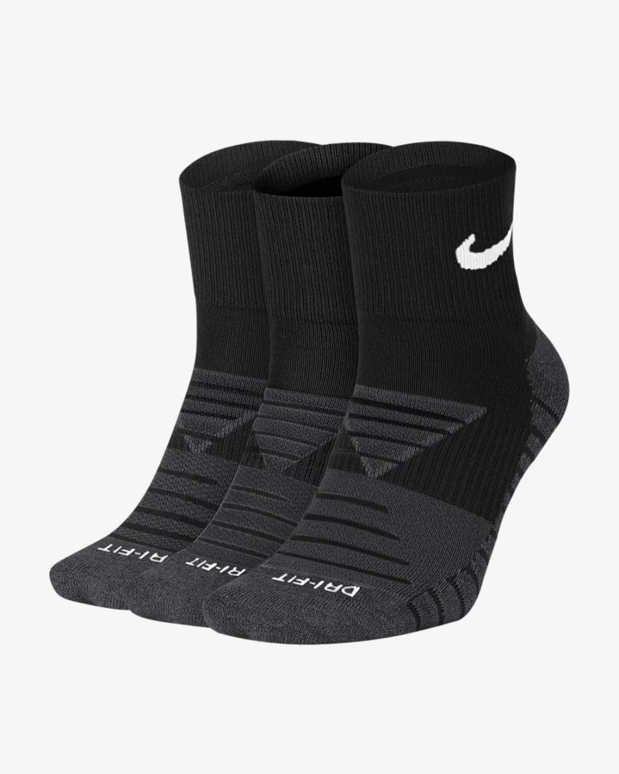Nike Everyday Max Cushioned Training Socks 3-Pack for Men & Women - Black/Anthracite/White Ankle Socks