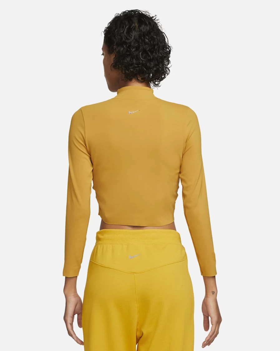 Nike Women's Gold Suede Dri-FIT Luxe Long Sleeve Yoga Crop Top