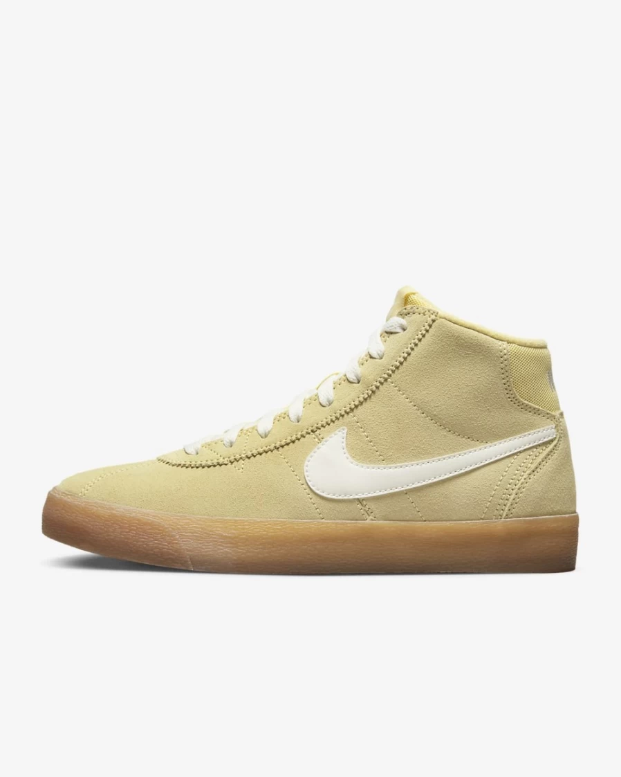 Nike SB Bruin High Skate Shoes for Women - Lemon Wash & Gum Light Brown Colorway