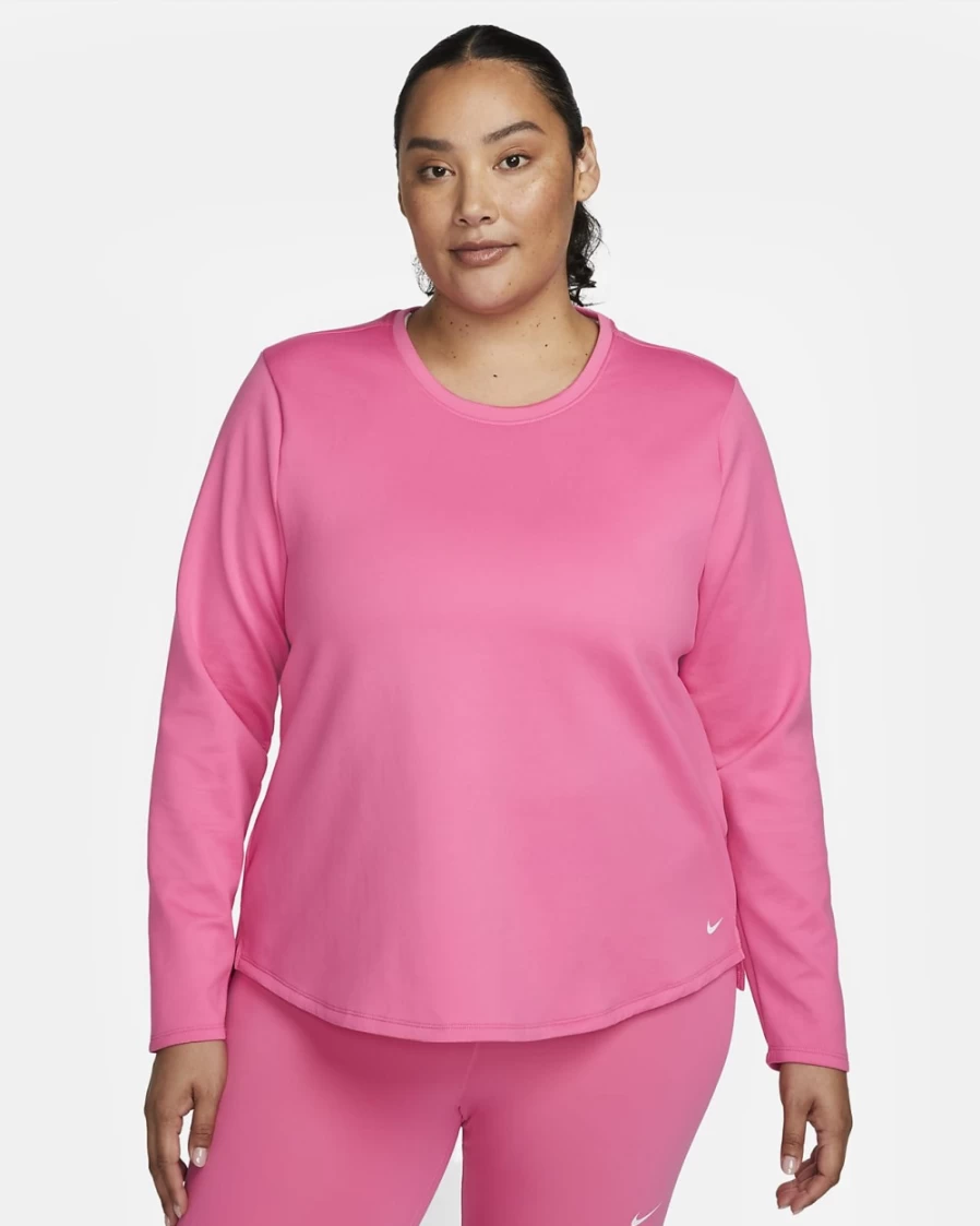 Nike Therma-FIT One Women's Plus Size Long-Sleeve Top in Pinksicle/White - Warm & Comfortable Workout Shirt