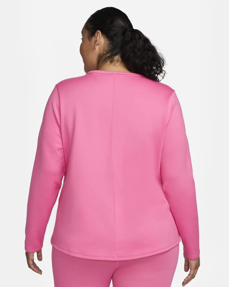 Nike Therma-FIT One Women's Plus Size Long-Sleeve Top in Pinksicle/White - Warm & Comfortable Workout Shirt
