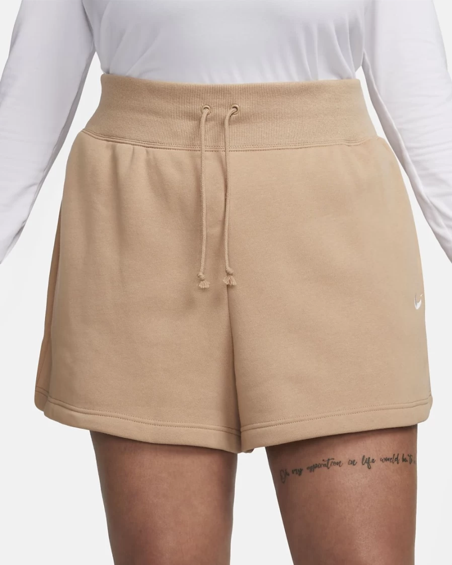 Nike Women's High-Waisted Fleece Shorts in Hemp/Sail - Plus Size Comfort & Style