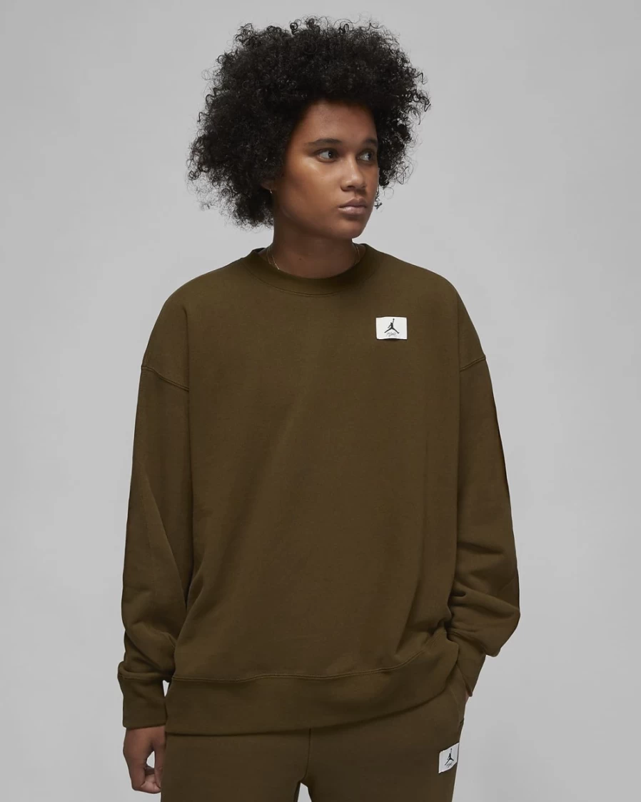 Nike Jordan Flight Women's Light Olive Fleece Crew Sweatshirt