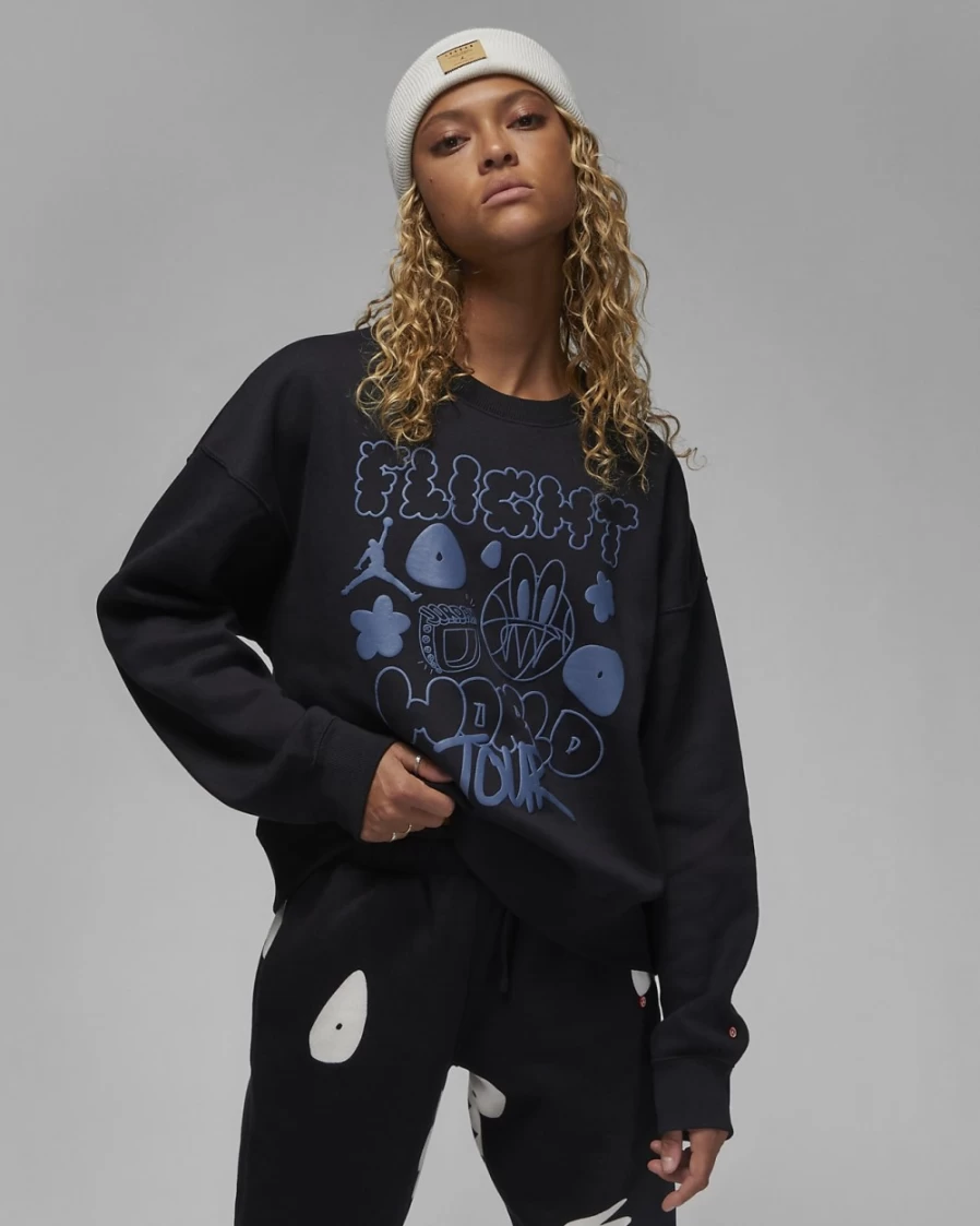 Nike Jordan Artist Series Mia Lee Women's Fleece Crew Sweatshirt - Black/French Blue