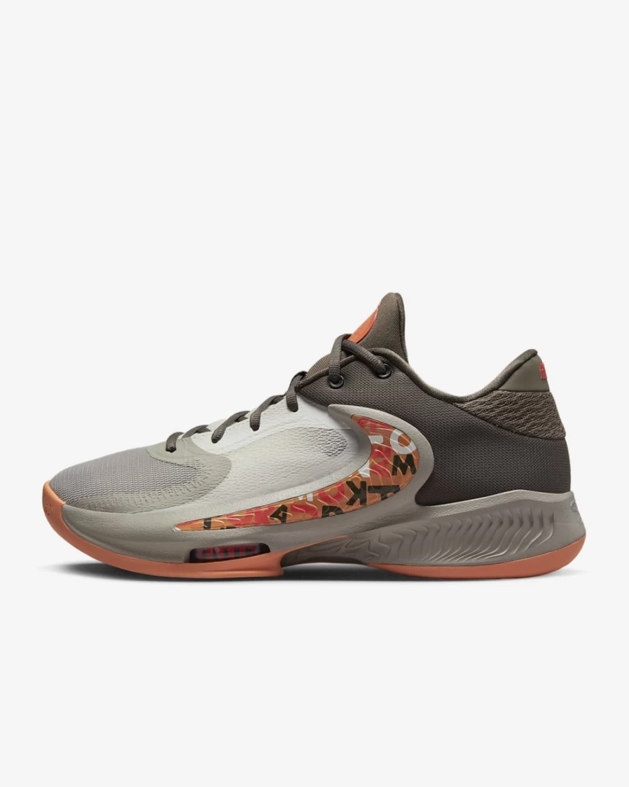 Nike Zoom Freak 4 "Letter Bros" Basketball Shoes for Men & Women - Ironstone/Cobblestone/Sail/Orange Trance