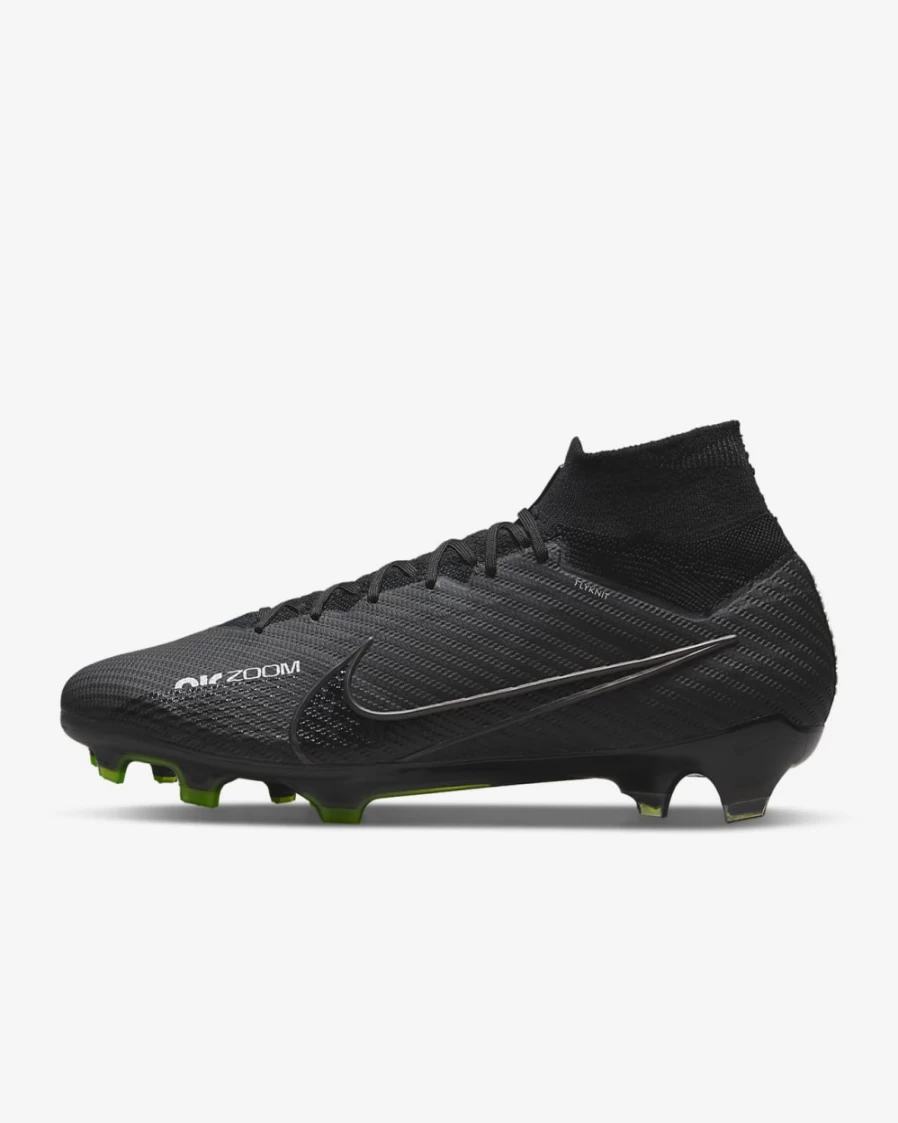 Nike Zoom Mercurial Superfly 9 Elite FG Firm-Ground Soccer Cleats for Men & Women - Black/Summit White/Volt/Dark Smoke Grey