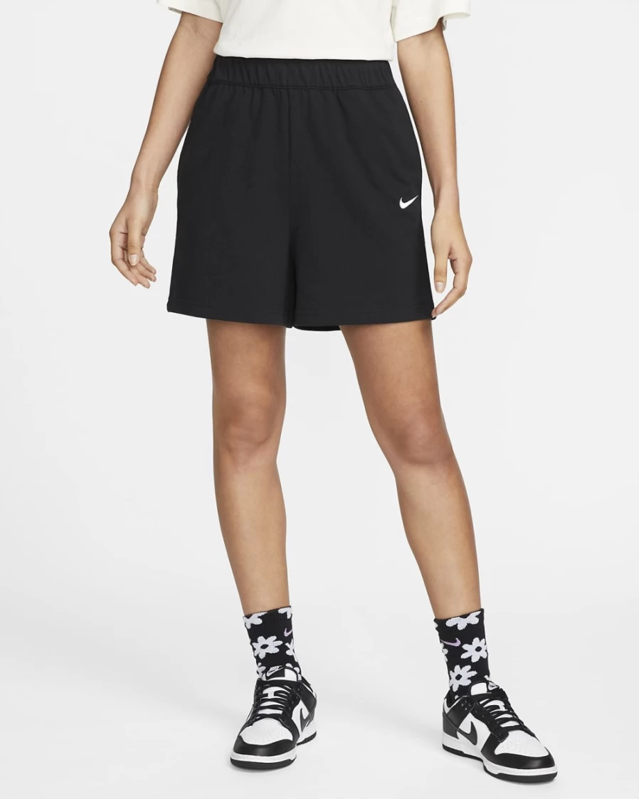 Nike Women's Black & White Sportswear Jersey Shorts for Athletic Comfort