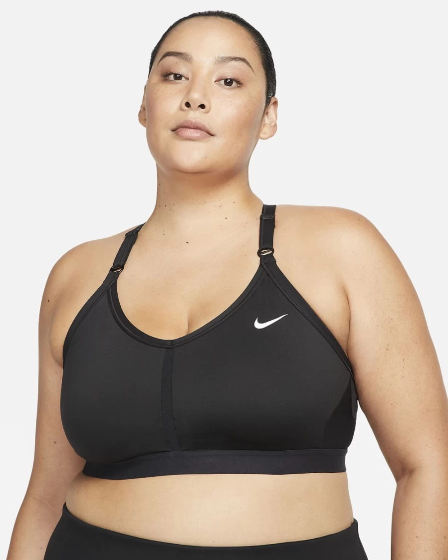 Nike Indy Women's Plus Size Light-Support Padded V-Neck Sports Bra - Black & White