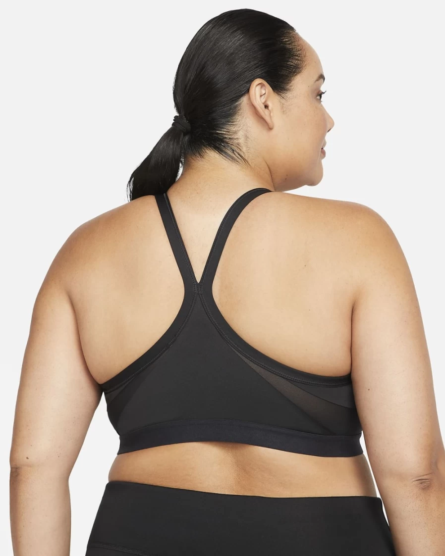 Nike Indy Women's Plus Size Light-Support Padded V-Neck Sports Bra - Black & White