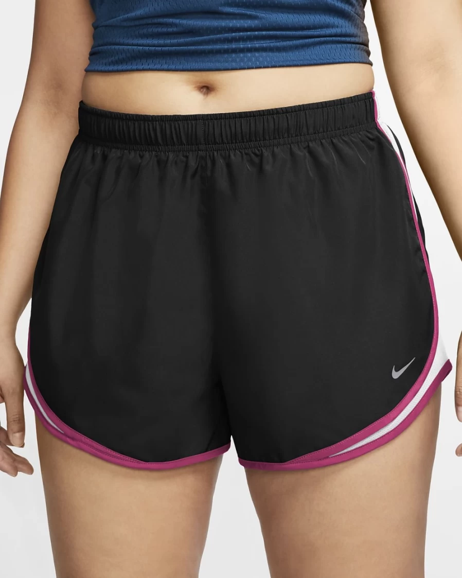 Nike Women's Plus Size Tempo Running Shorts - Black, White, Vivid Pink, Wolf Grey