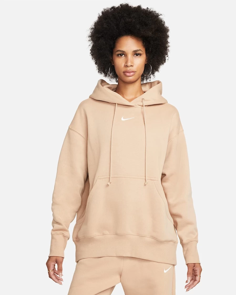 Nike Women's Hemp/Sail Oversized Phoenix Fleece Pullover Hoodie - Sportswear Comfort & Style