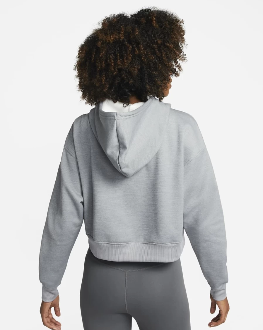 Nike Therma-FIT Women's Pullover Hoodie - Particle Grey/Heather/Black/White Graphic Sweatshirt