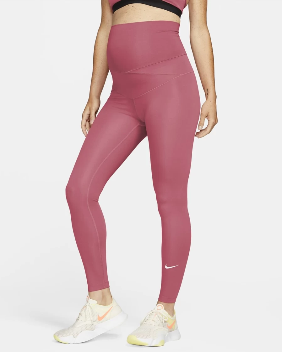 Nike One (M) Women's High-Waisted Maternity Leggings - Archaeo Pink/White