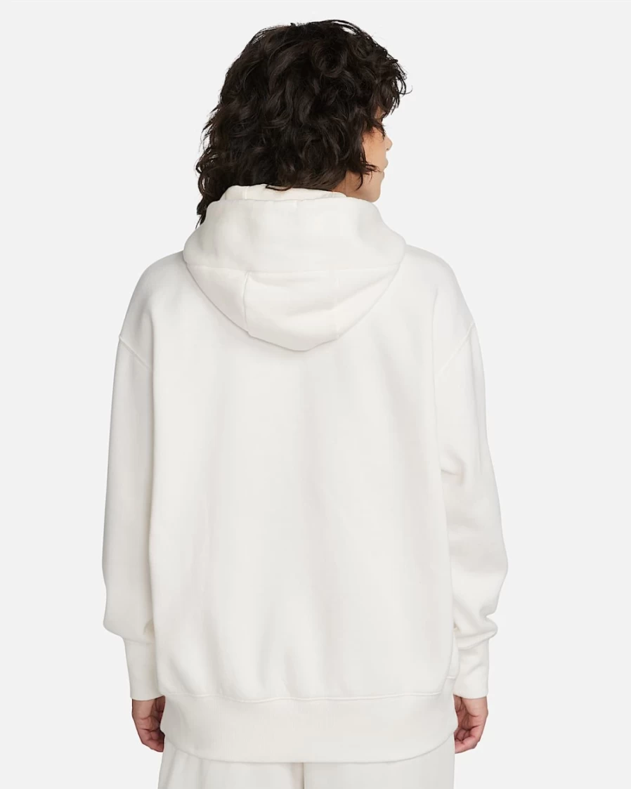 Nike Women's Sail/Black Oversized Phoenix Fleece Pullover Hoodie | Sportswear Comfort
