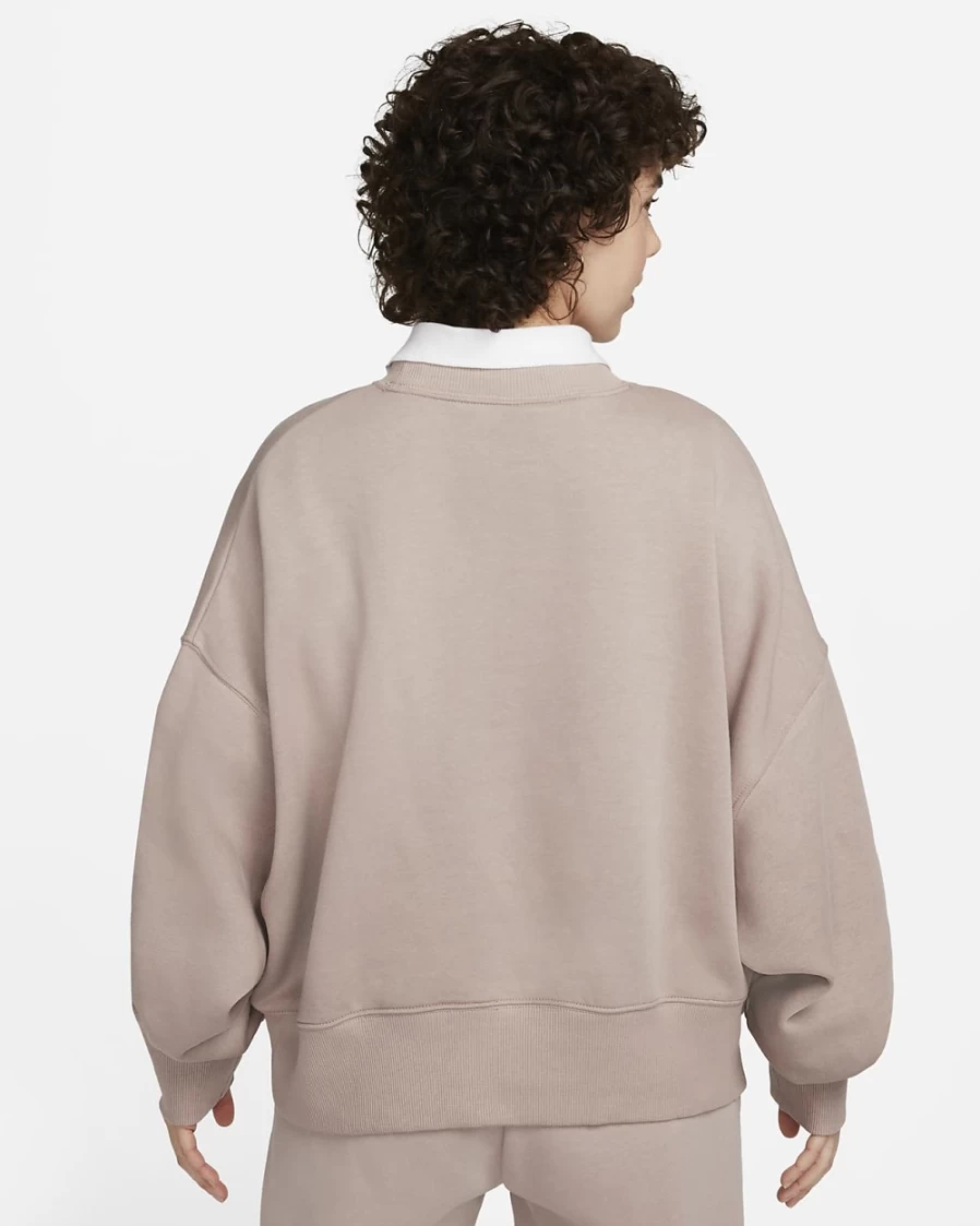 Nike Women's Diffused Taupe Oversized Crewneck Sweatshirt - Phoenix Fleece Comfort