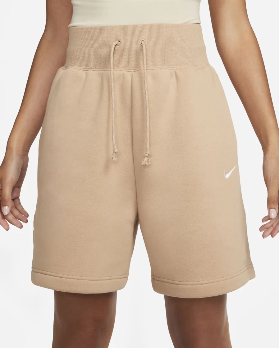 Nike Women's High-Waisted Loose-Fit Fleece Shorts in Hemp/Sail - Phoenix Fleece Sportswear