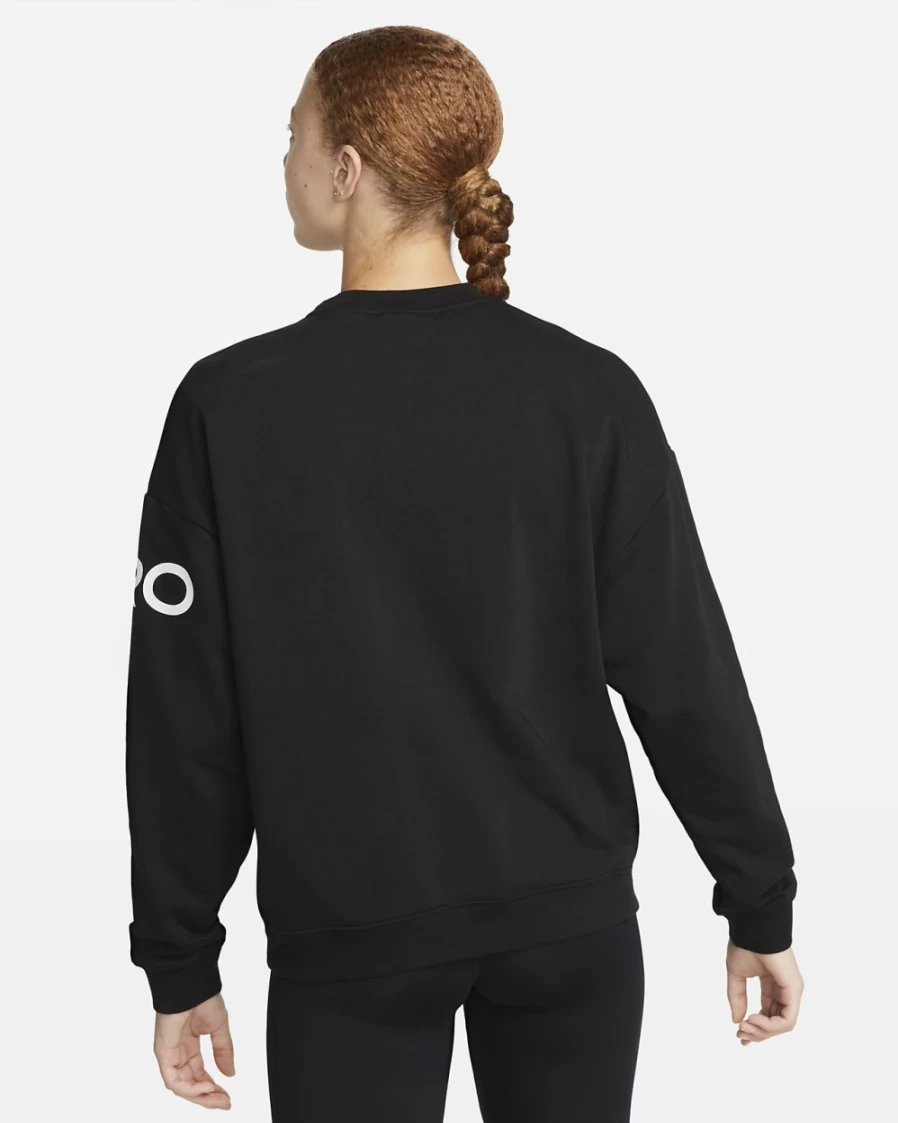 Nike Dri-FIT Women's French Terry Crewneck Sweatshirt - Black, Iron Grey, White | Graphic Print | Get Fit Collection