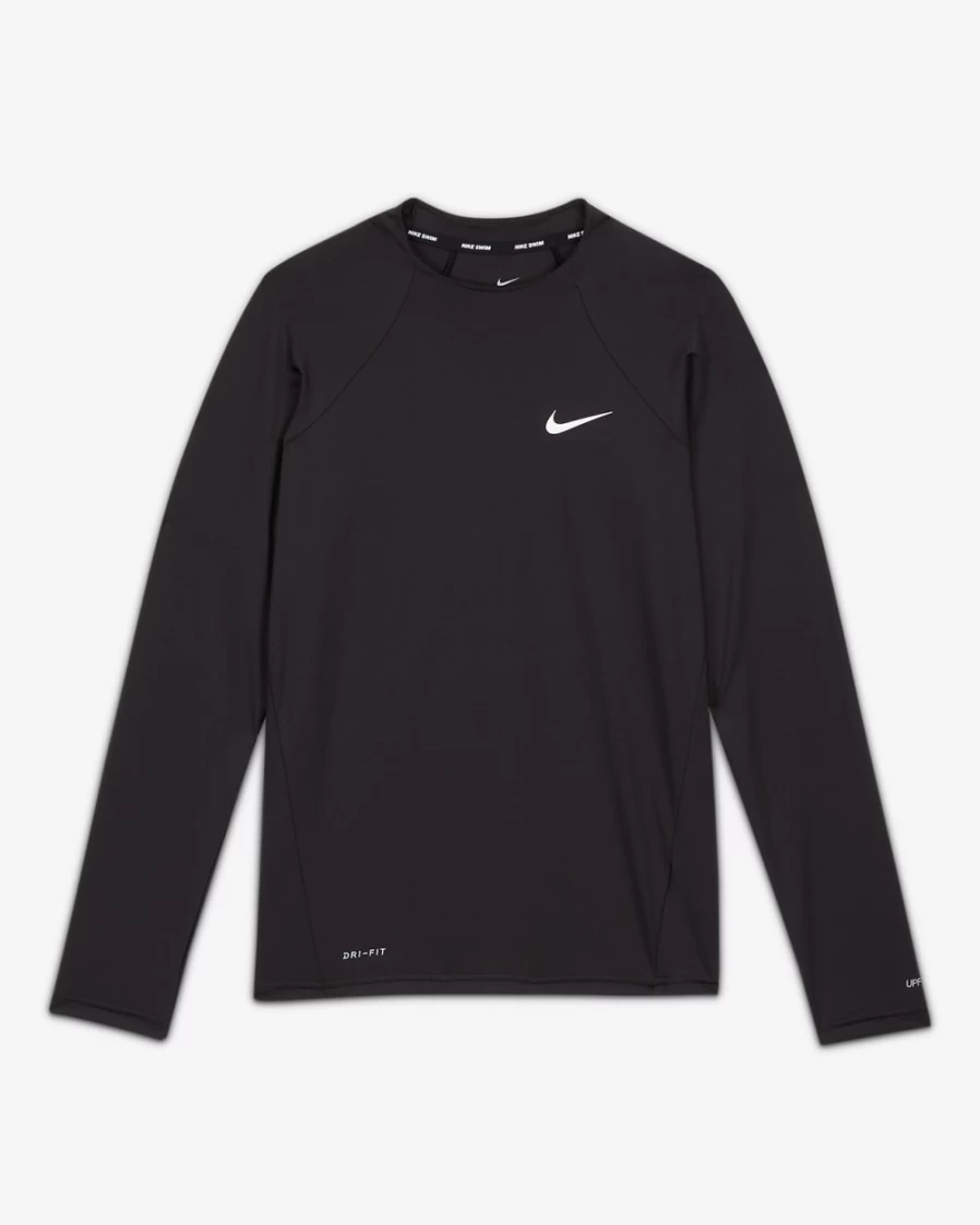 Nike Women's Hydroguard Long-Sleeve Swim Shirt - Black UPF Sun Protection Swim Top
