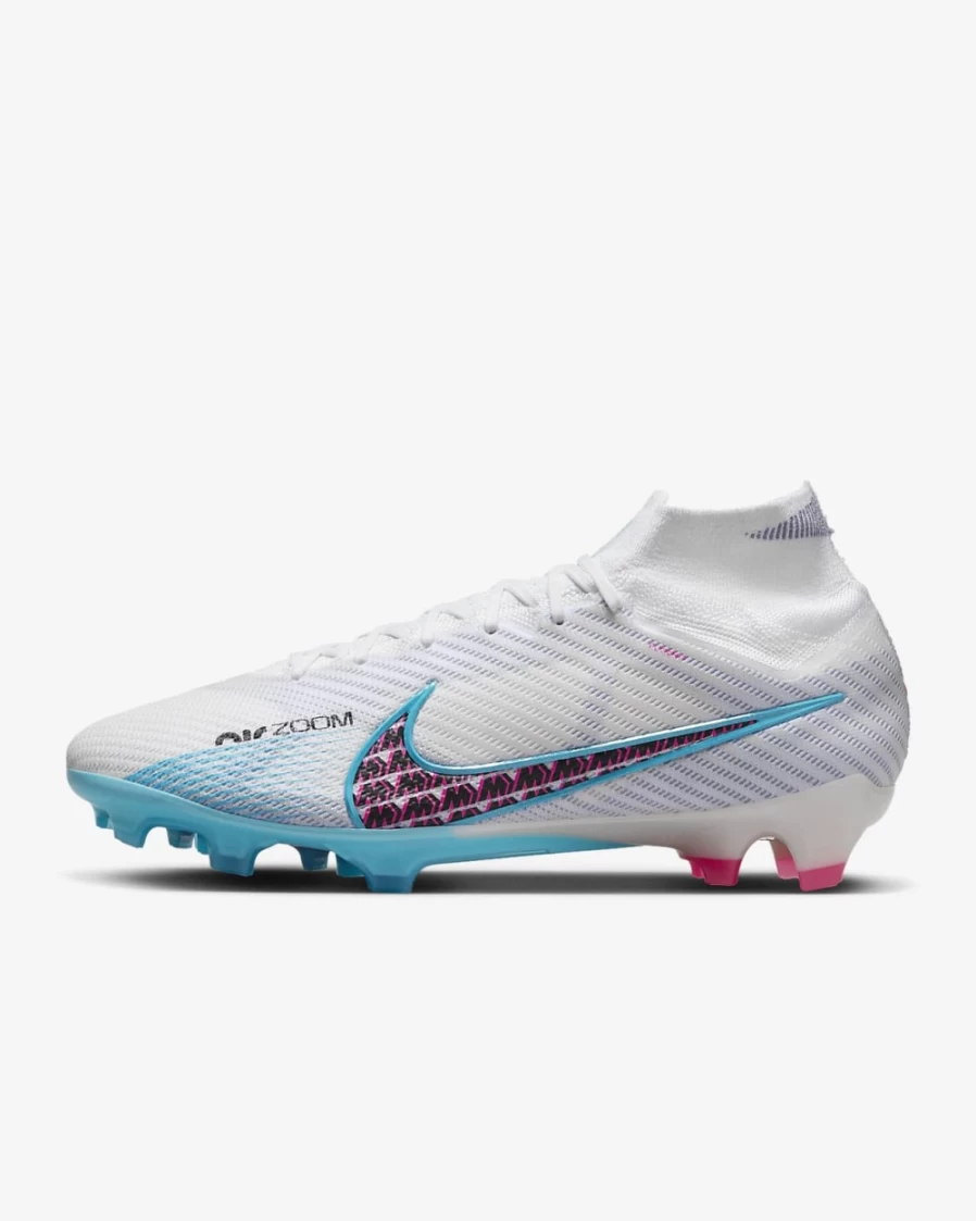 Nike Zoom Mercurial Superfly 9 Elite FG Firm-Ground Soccer Cleats for Men & Women - White/Pink Blast/Indigo Haze/Baltic Blue