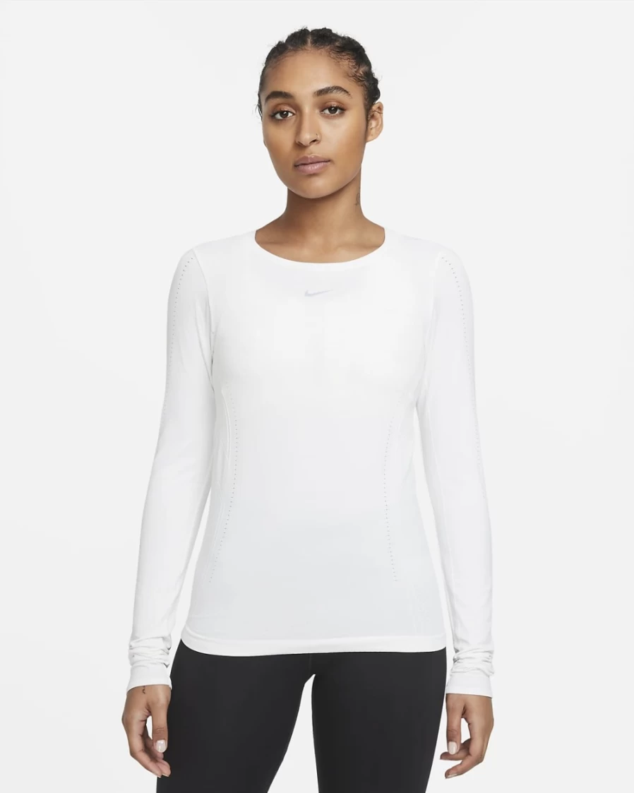 Nike Dri-FIT ADV Aura Women's White Slim-Fit Long-Sleeve Workout Top for Training & Gym