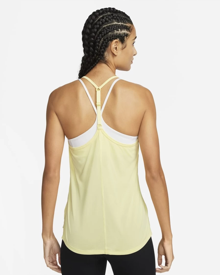 Nike Dri-FIT One Elastika Women's Tank Top - Lemon Chiffon & Black - Moisture-Wicking Workout Shirt