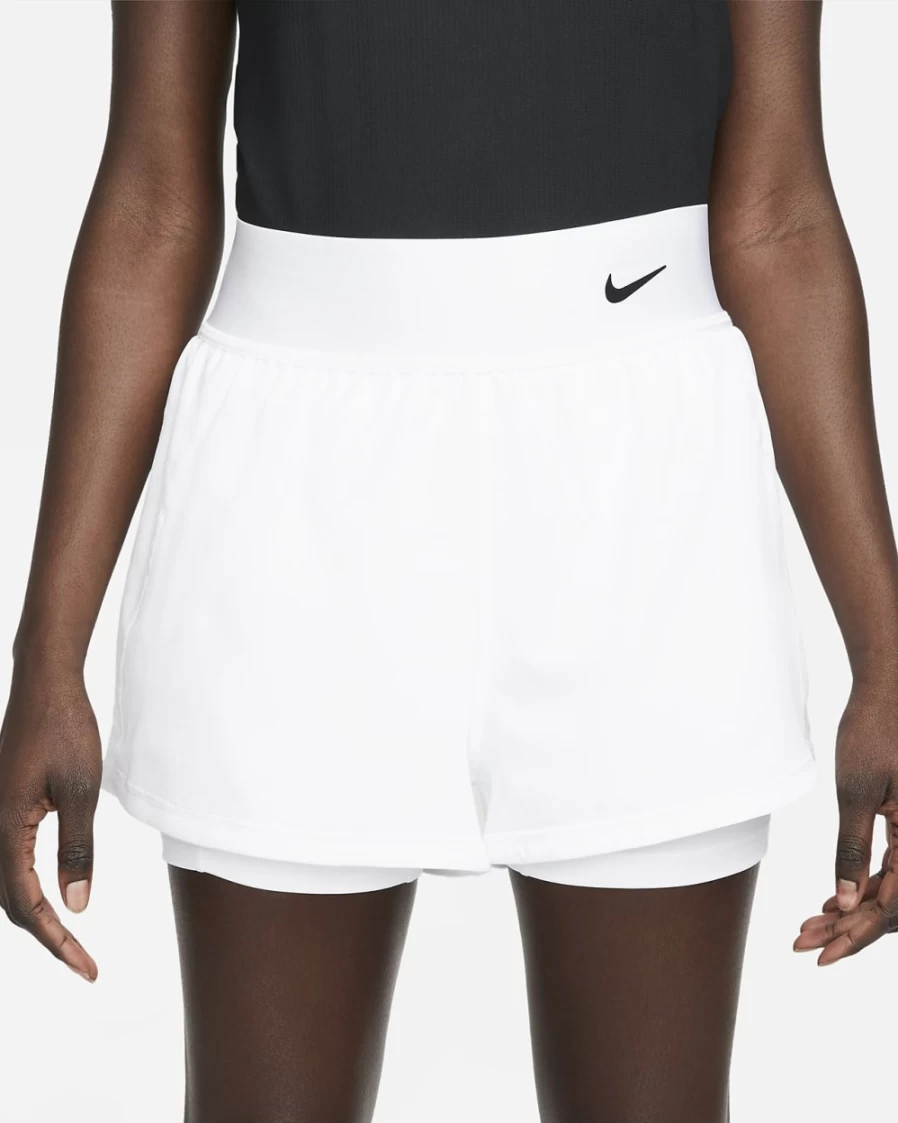 Nike Women's Court Dri-FIT Advantage Tennis Shorts in White/Black - Moisture-Wicking Athletic Shorts for Women