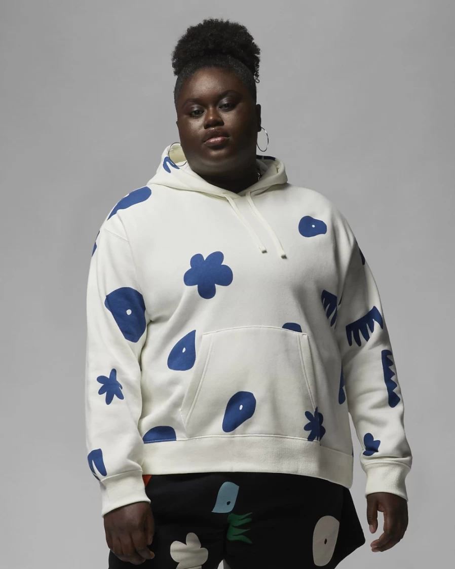 Nike Jordan Artist Series by Mia Lee Women's Plus Size Hoodie - Sail/French Blue Brooklyn Fleece Pullover