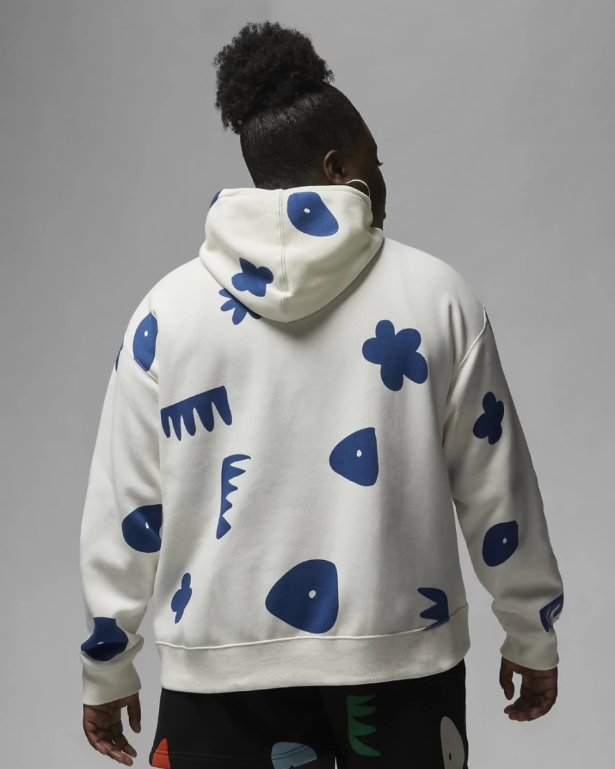 Nike Jordan Artist Series by Mia Lee Women's Plus Size Hoodie - Sail/French Blue Brooklyn Fleece Pullover