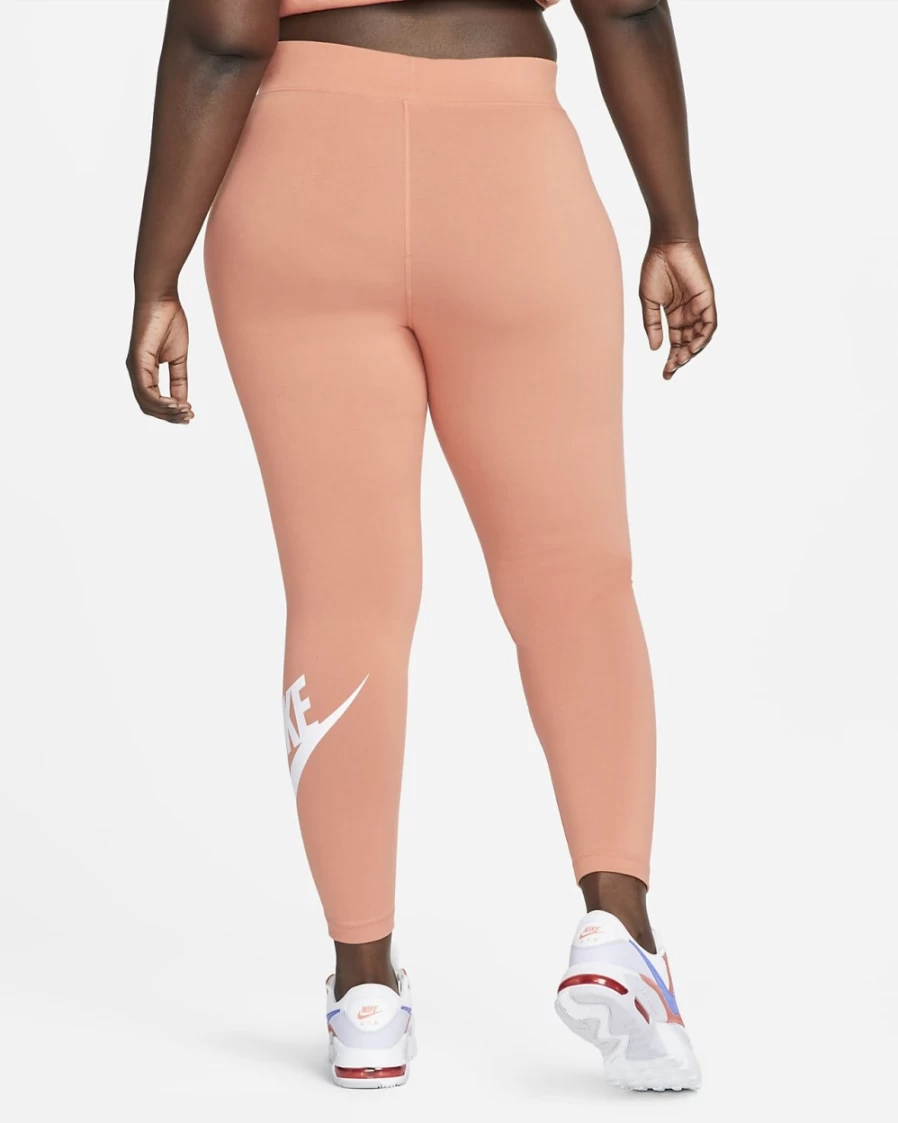 Nike Women's Plus Size High-Waisted Leggings - Madder Root/White - Sportswear Essential Fitness Yoga Pants