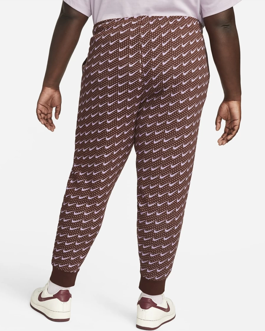 Nike Women's Plus Size Club Fleece Mid-Rise Monogram Pants in Bronze Eclipse