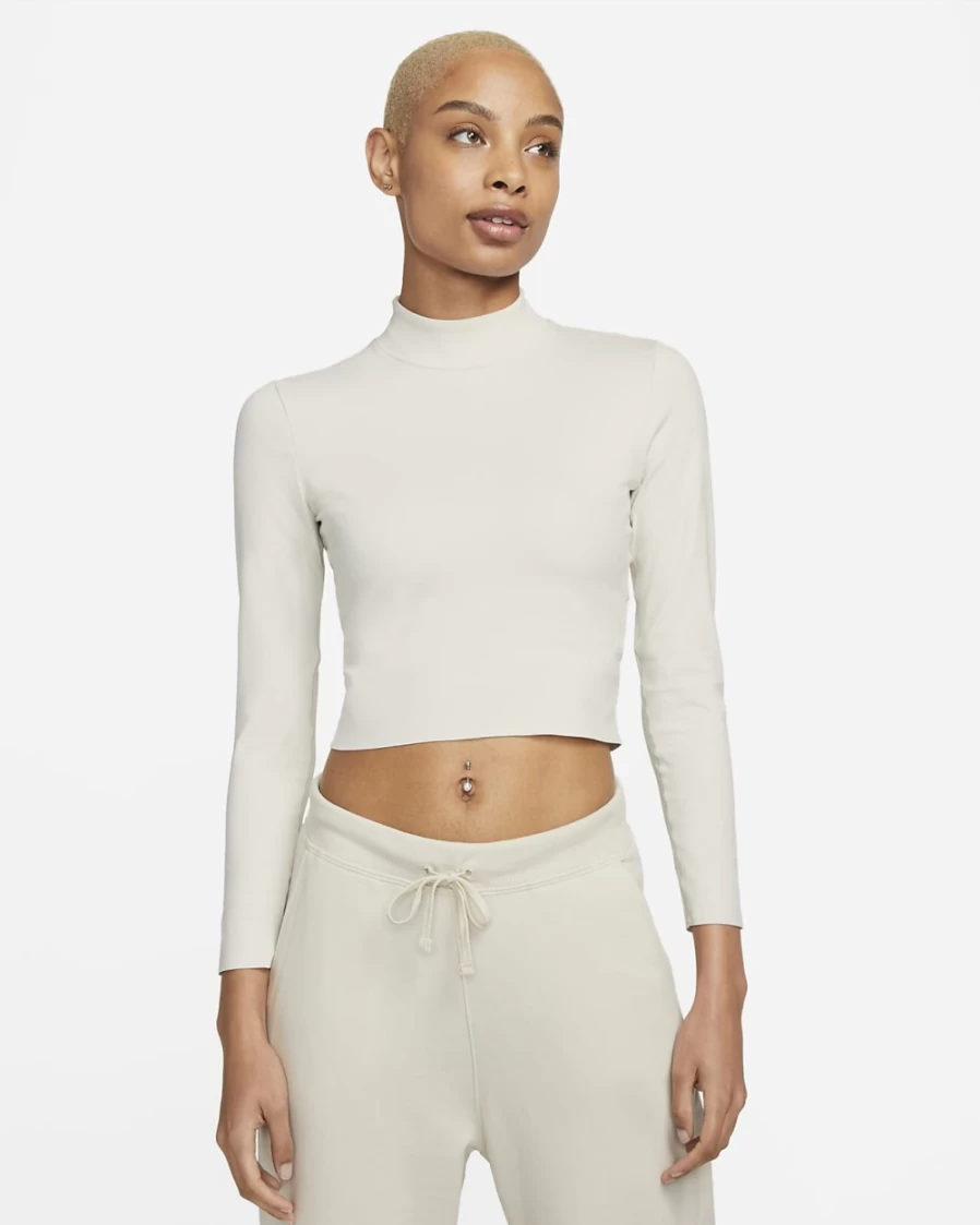 Nike Dri-FIT Luxe Women's Light Orewood Brown Yoga Long Sleeve Crop Top