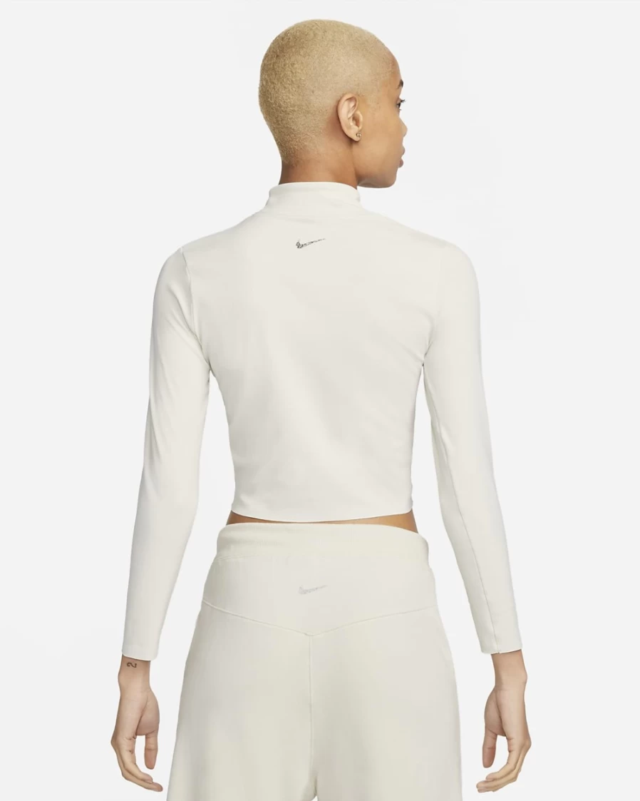 Nike Dri-FIT Luxe Women's Light Orewood Brown Yoga Long Sleeve Crop Top