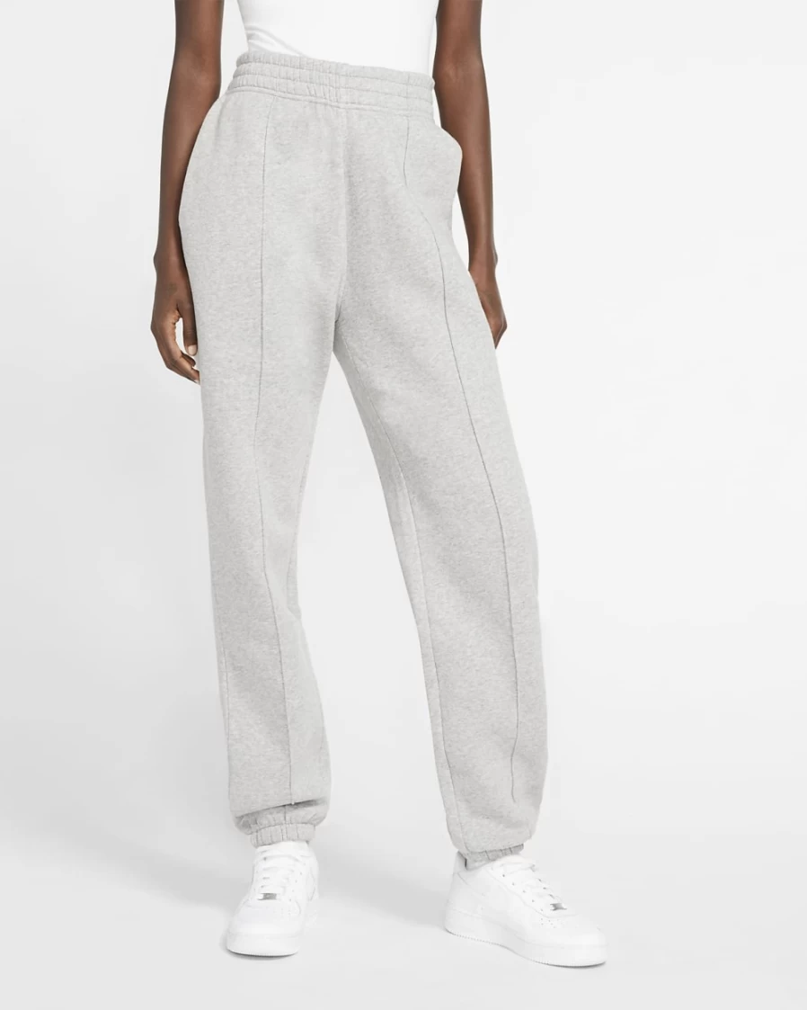 Nike Women's Dark Grey Heather/White Fleece Pants - Sportswear Essential Collection