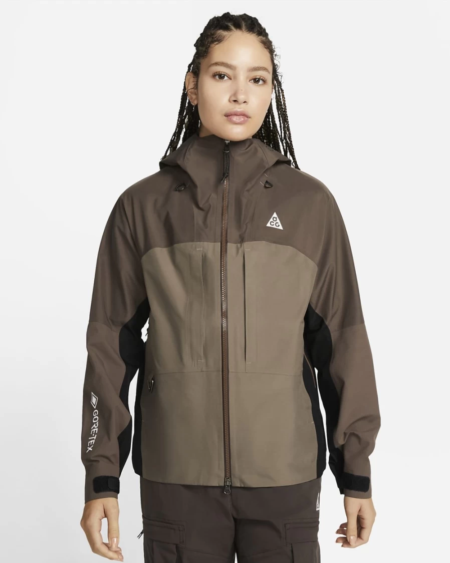 Nike ACG Storm-FIT ADV GORE-TEX Women's Waterproof Jacket in Ironstone, Olive Grey, Black, Summit White
