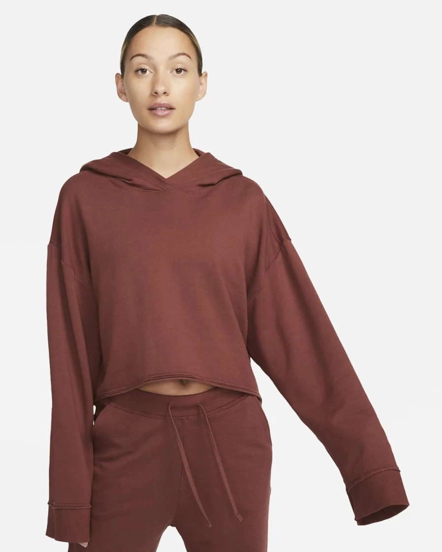Nike Women's Yoga Luxe Cropped Fleece Hoodie - Dark Pony/Iron Grey