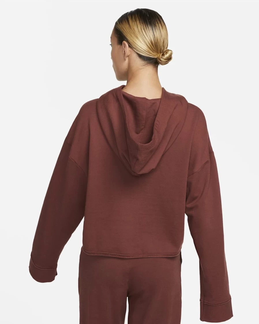 Nike Women's Yoga Luxe Cropped Fleece Hoodie - Dark Pony/Iron Grey