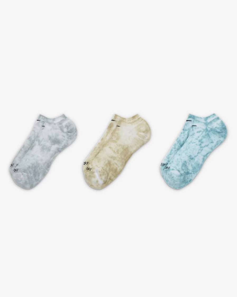 Nike Everyday Plus Cushioned No-Show Socks for Men & Women - 3 Pairs Multi-Color Comfort Athletic Socks