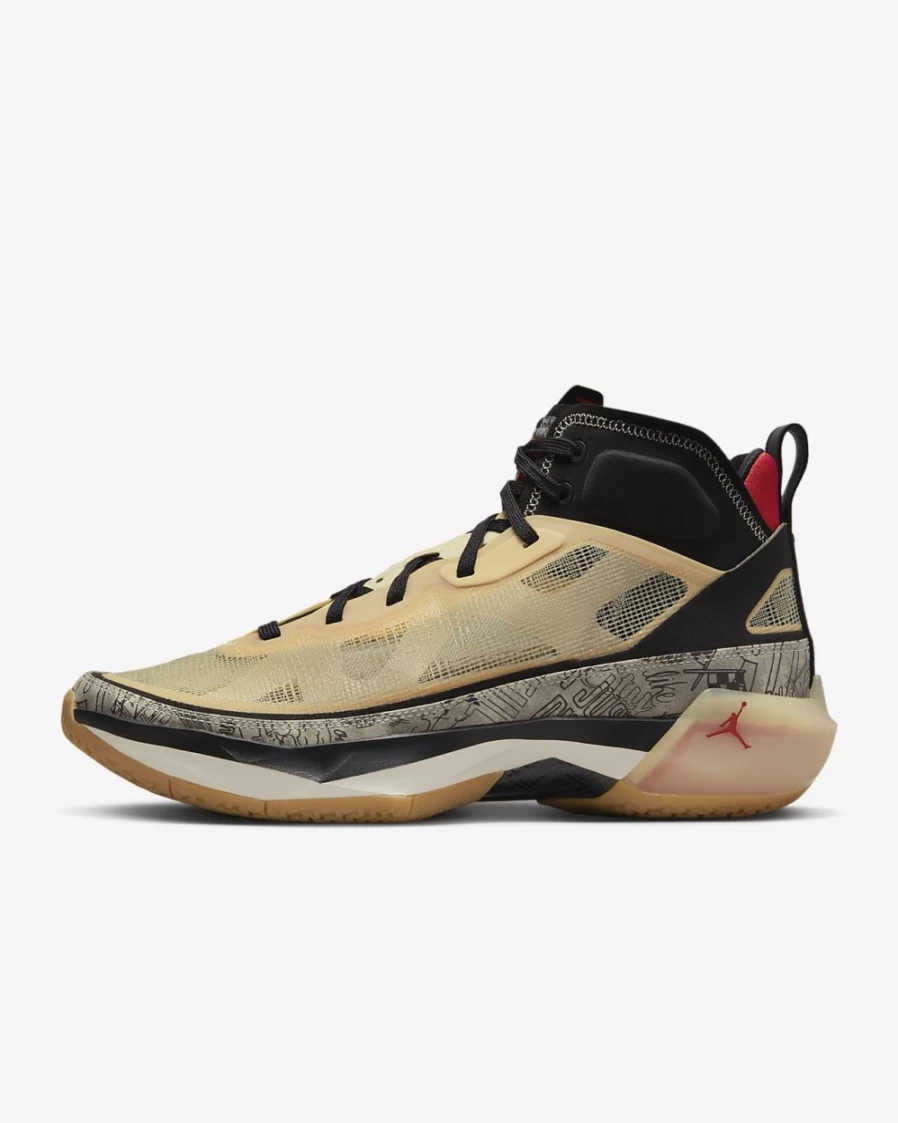 Nike Air Jordan XXXVII Tatum Basketball Shoes for Men & Women - Pale Vanilla/Black/Pale Ivory/University Red