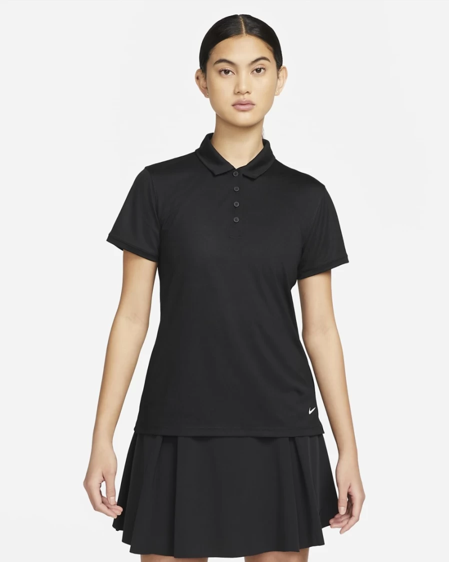 Nike Dri-FIT Victory Women's Golf Polo Shirt - Black & White Moisture-Wicking Performance Top