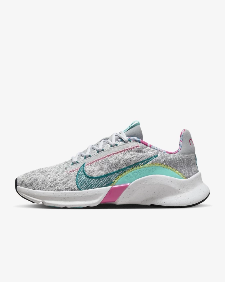 Nike SuperRep Go 3 Flyknit Women's Training Shoes - Photon Dust/Wolf Grey/Dynamic Turquoise/Bright Spruce