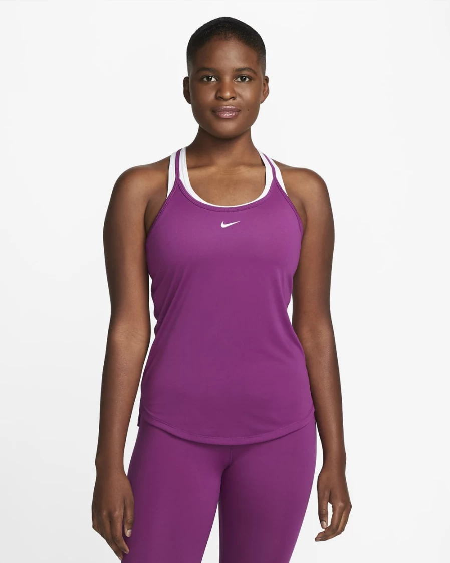 Nike Dri-FIT One Elastika Women's Tank Top - Viotech/White - Moisture-Wicking & Comfortable Workout Shirt