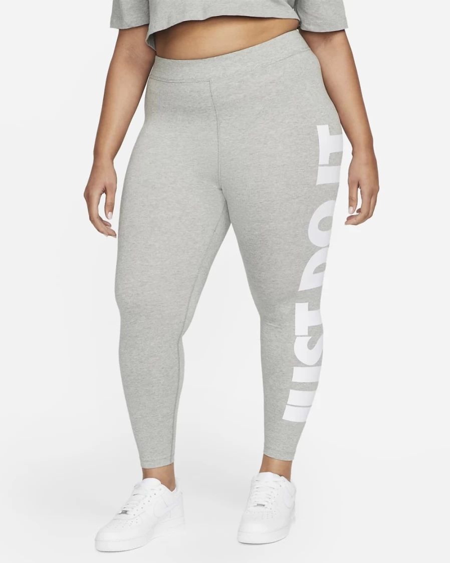 Nike Women's Plus Size High-Waisted Graphic Leggings - Dark Grey Heather/White, Sportswear Essential
